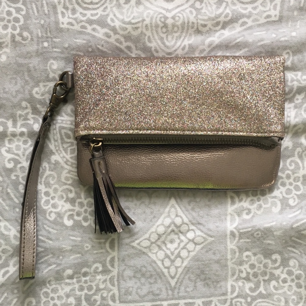 Champagne glitter clutch